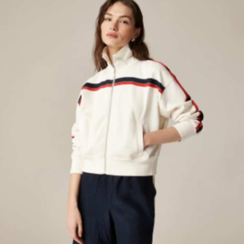 J Crew Terry full-zip track jacket CK327 Retro Size M NWT